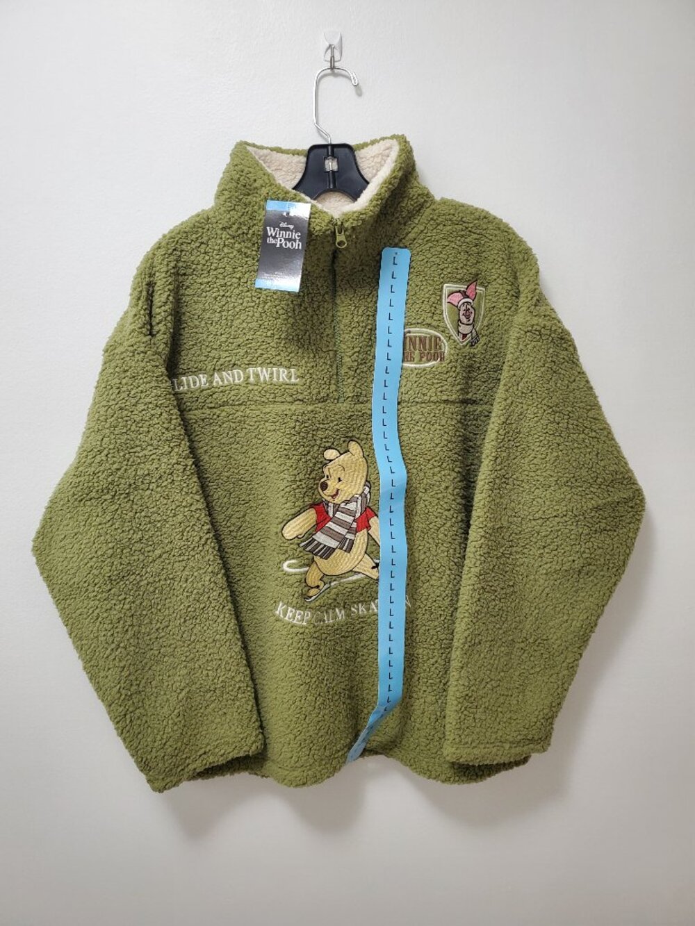 Winnie the Pooh Olive Green Winter Fleece Pullover | Women's M or L | NWT